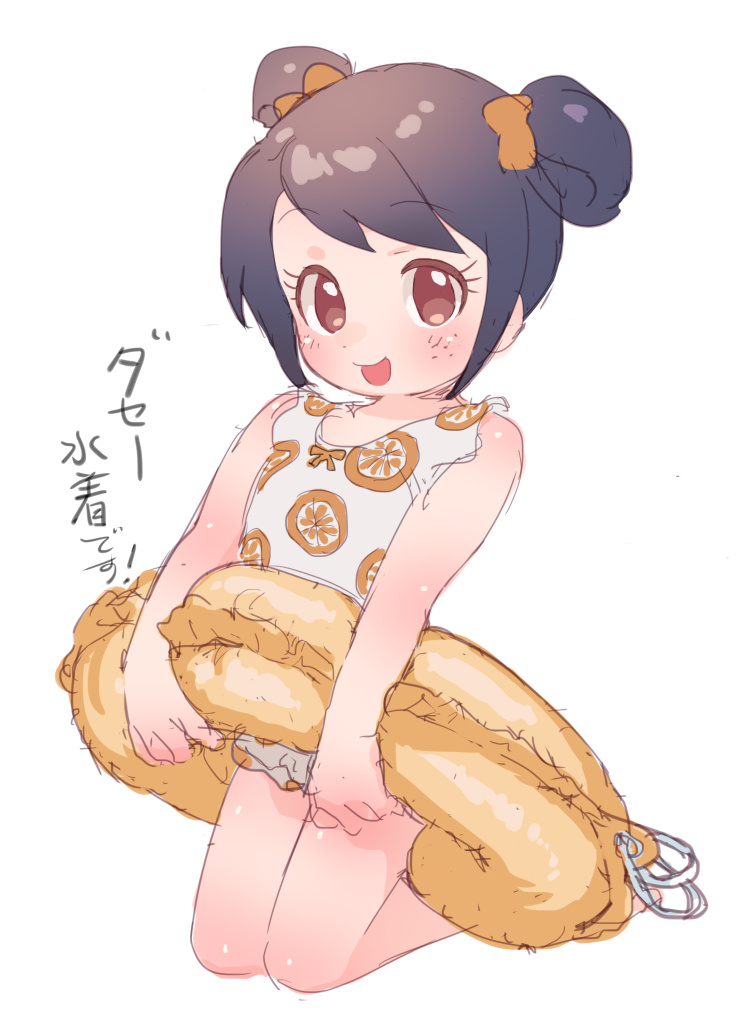 1girl, blush, child, contemporary, double_bun, female_focus, freckles, genderswap