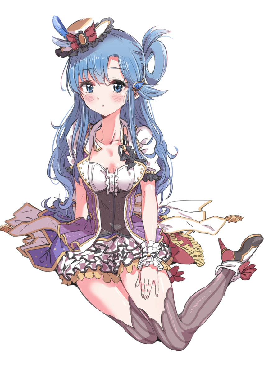 1girl, :o, absurdres, argyle_clothes, argyle_skirt, asari_nanami, black_shoes, blue_eyes