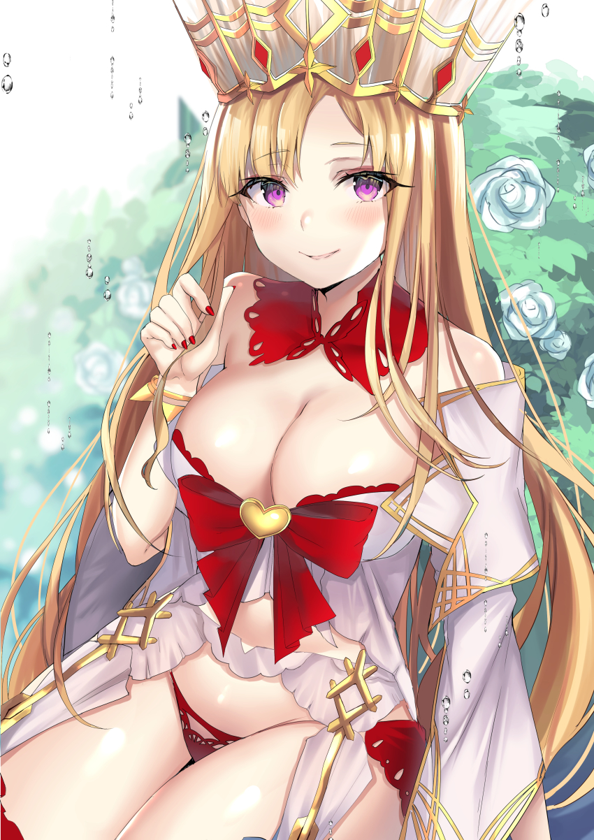 1girl, absurdres, bare_shoulders, blush, bracelet, breasts, cleavage, collar