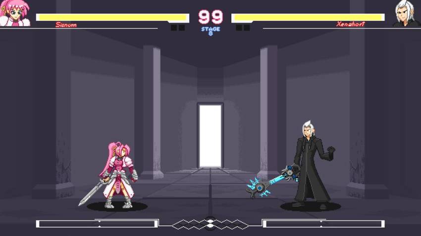 arcade, disney, fighting_game, final_boss, kingdom_hearts, lyrical_nanoha, mahou_shoujo_lyrical_nanoha, mockup, nidy, pixel_art, seven_arcs, signum, sprite, sprite_art, square_enix, under_night_in-birth, video_game, xehanort_(kingdom_hearts), young_xehanort