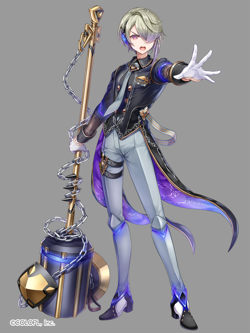 11-chan, 1boy, android, chain, commentary_request, formal_clothes, full_body, gloves