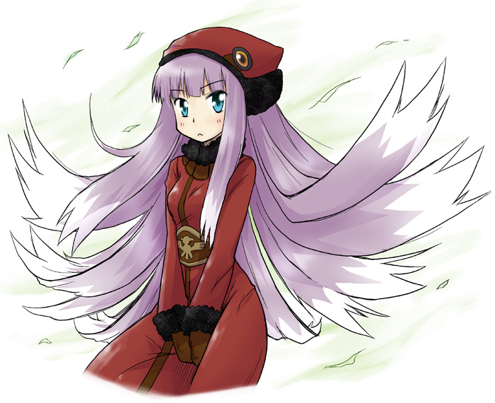 blue_eyes, demon_(megami_tensei), devil_summoner_(series), gloves, hat, long_hair, mittens, muu_shuwuu_(megami_tensei)