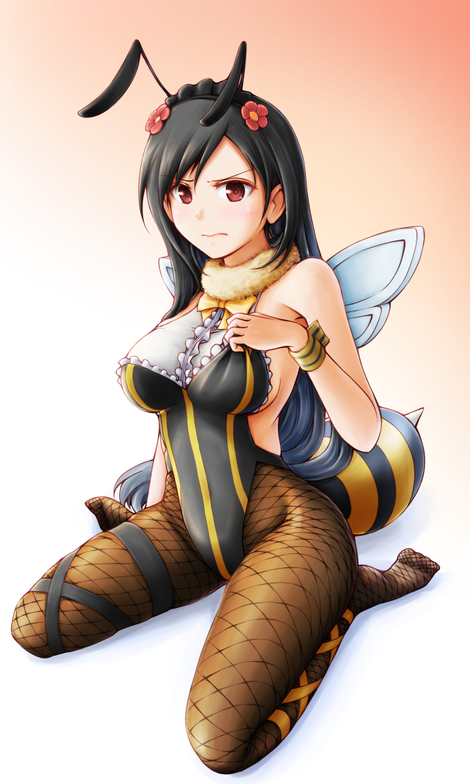 1girl, alternate_costume, annoyed, antennae, arthropod_girl, bad_id, bad_pixiv_id, bee