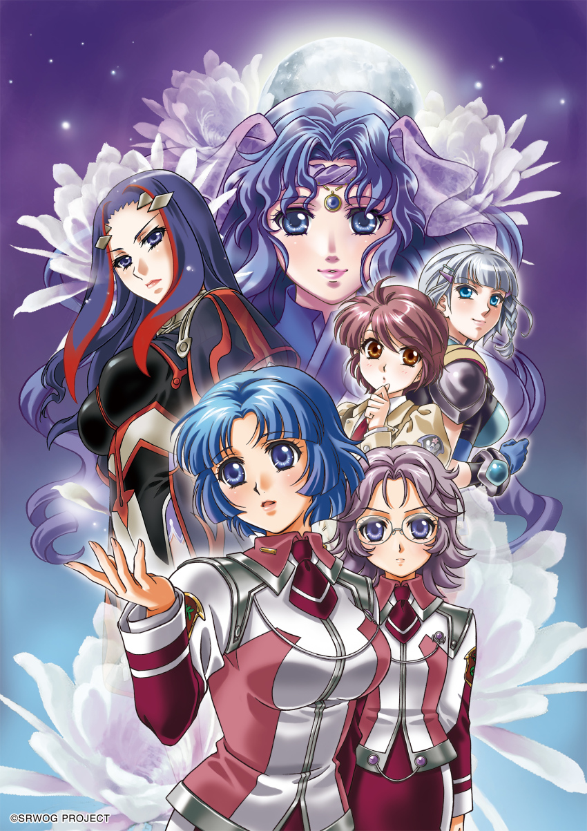 6+girls, absurdres, ahoge, amara_barton, aqua_eyes, blue_eyes, blue_hair, brown_eyes