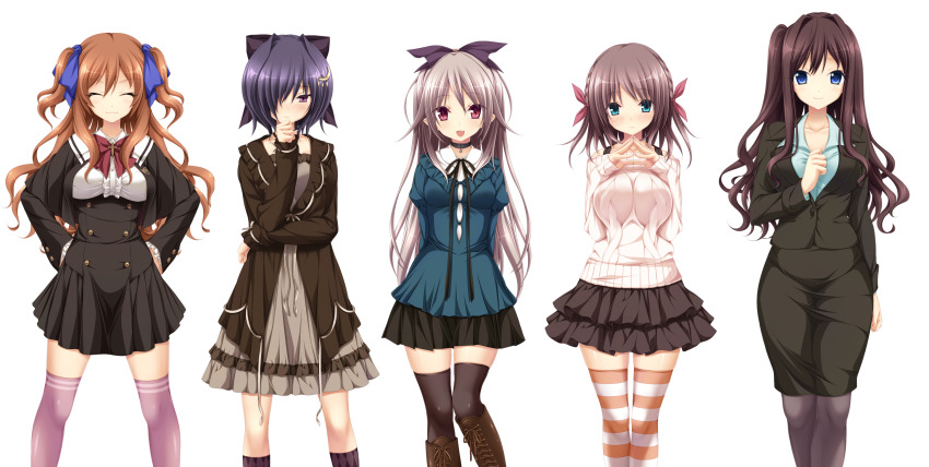 5girls, akasabi_mikako, akasabi_risa, aoi_tori_(purple_software), highres, koku, kurosaki_sayo, mary_harker