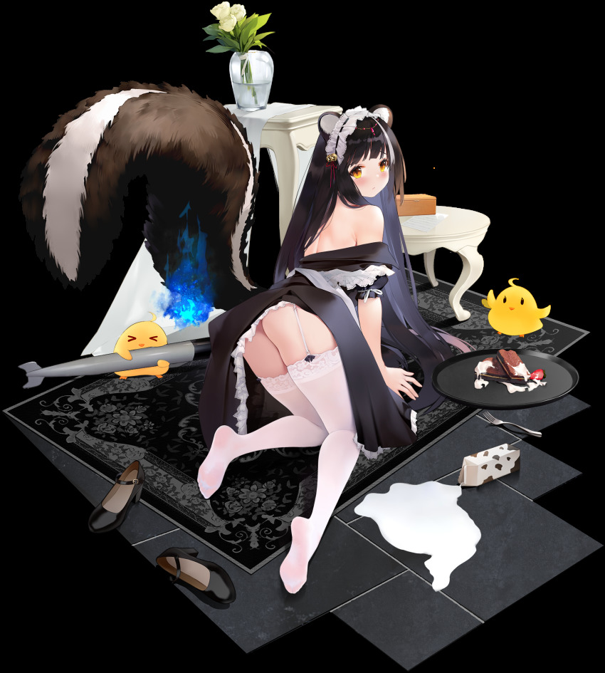1girl, all_fours, alternate_costume, animal_ear_fluff, animal_ears, apron, ass, azur_lane
