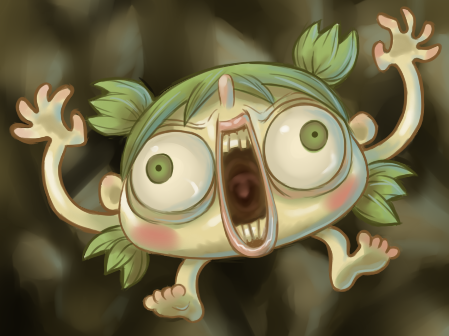 abstract, bad_id, bad_pixiv_id, child, creepy, green_hair, horror_(theme), koiwai_yotsuba, kouotsu, lowres, no_humans, open_mouth, quad_tails, what, yotsubato!