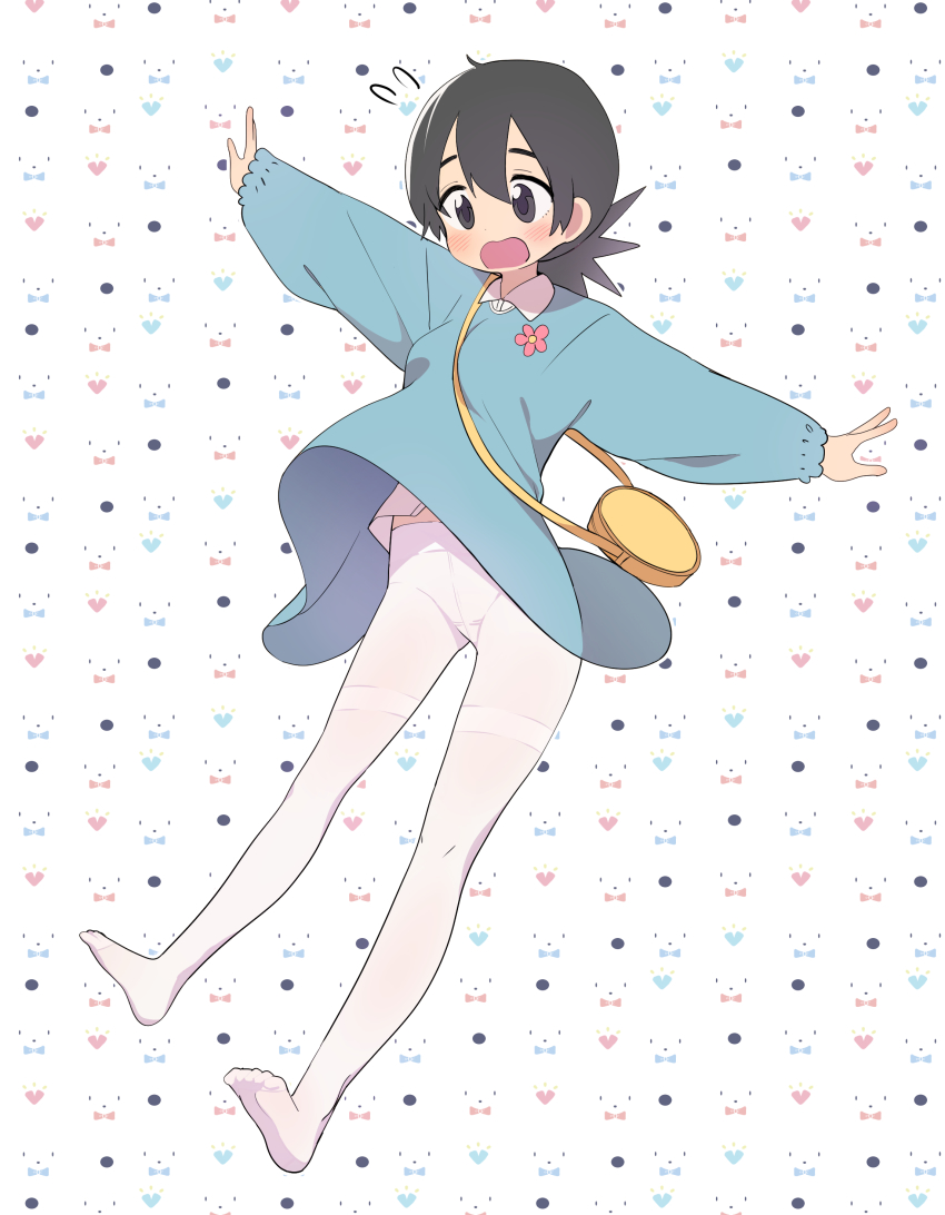 1girl, absurdres, blush, brown_eyes, brown_hair, bural_chingu, crotch_seam, embarrassed