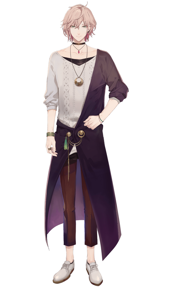 1boy, black_choker, black_pants, bracelet, brown_hair, choker, closed_mouth, full_body