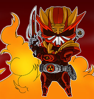 belt, chibi, fire, kamen_rider, kamen_rider_armed_hibiki, kamen_rider_hibiki, kamen_rider_hibiki_(series), kaos