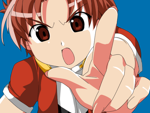 1girl, blue_background, brown_hair, female_focus, hitomi_(pokemon_ranger), kate_(pokemon), nintendo, parody