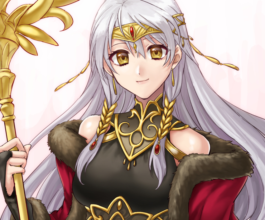 1girl, closed_mouth, earrings, female_focus, fire_emblem, fire_emblem:_radiant_dawn, fire_emblem_cipher, fur_trim
