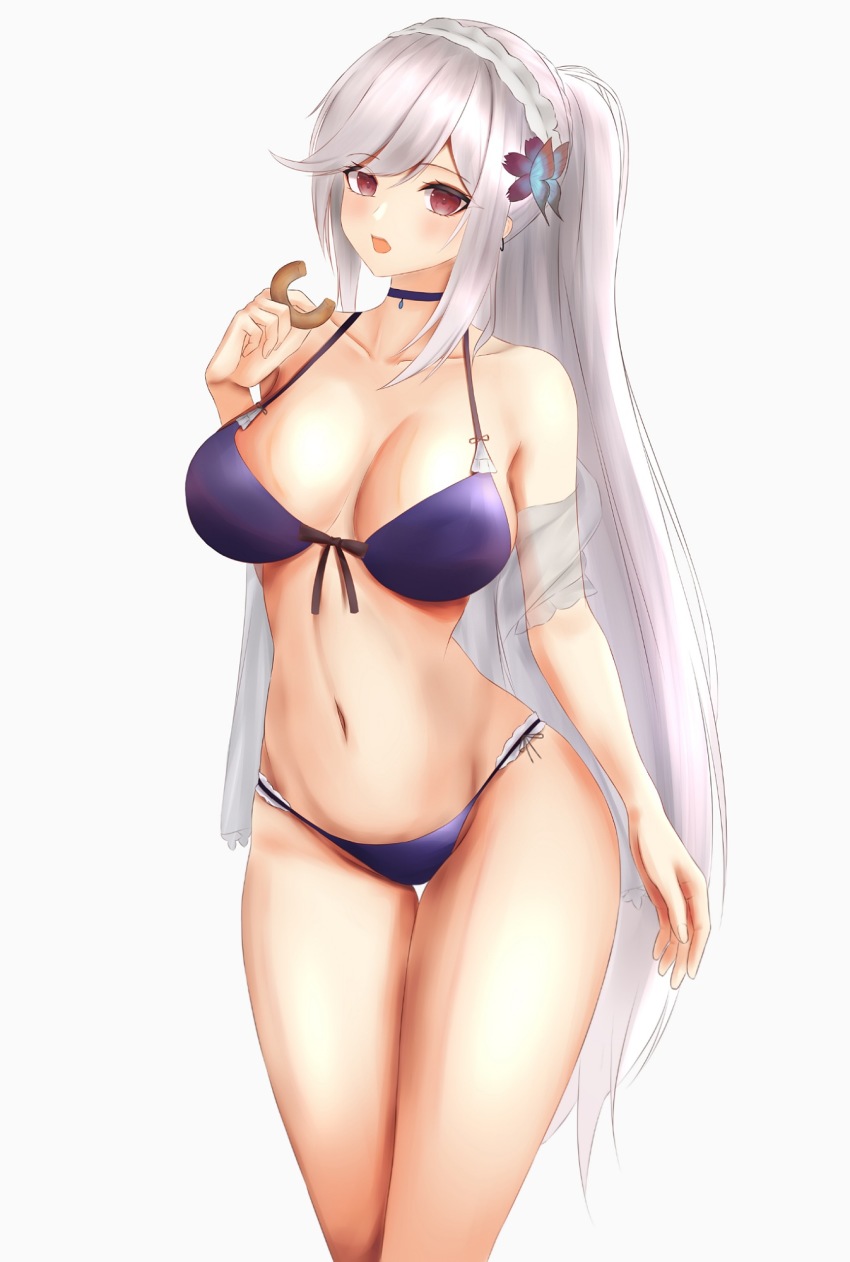 1girl, azur_lane, bare_shoulders, bikini, blue_butterfly, blush, breasts, bug