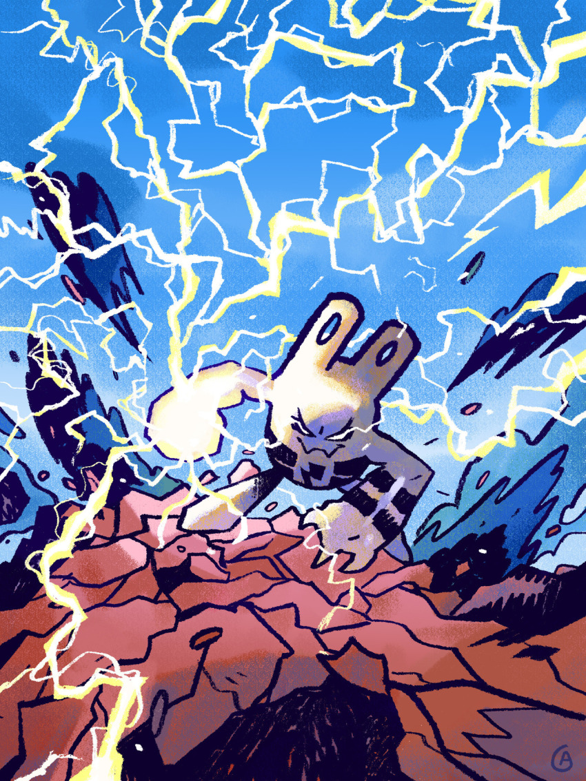 commentary, commission, creature, electricity, elekid, english_commentary, flancortes, full_body