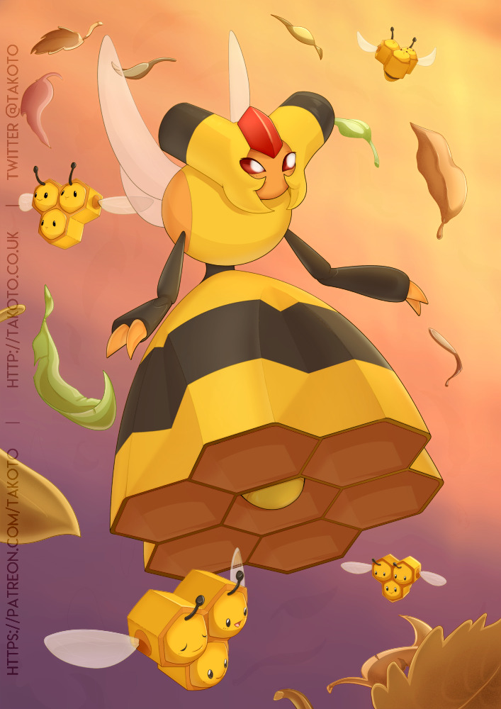 ._., black_eyes, closed_eyes, combee, commentary, commission, creature, english_commentary