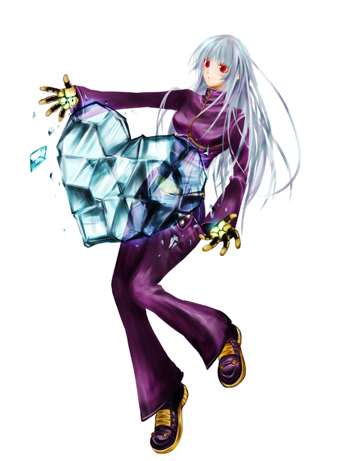 1girl, blue_hair, female_focus, gloves, heart, ice, kula_diamond, long_hair