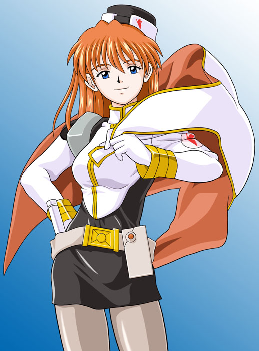 1girl, cosplay, female_focus, gradient_background, kidou_senkan_nadesico, little_cheat-ya, misumaru_yurika, misumaru_yurika_(cosplay)