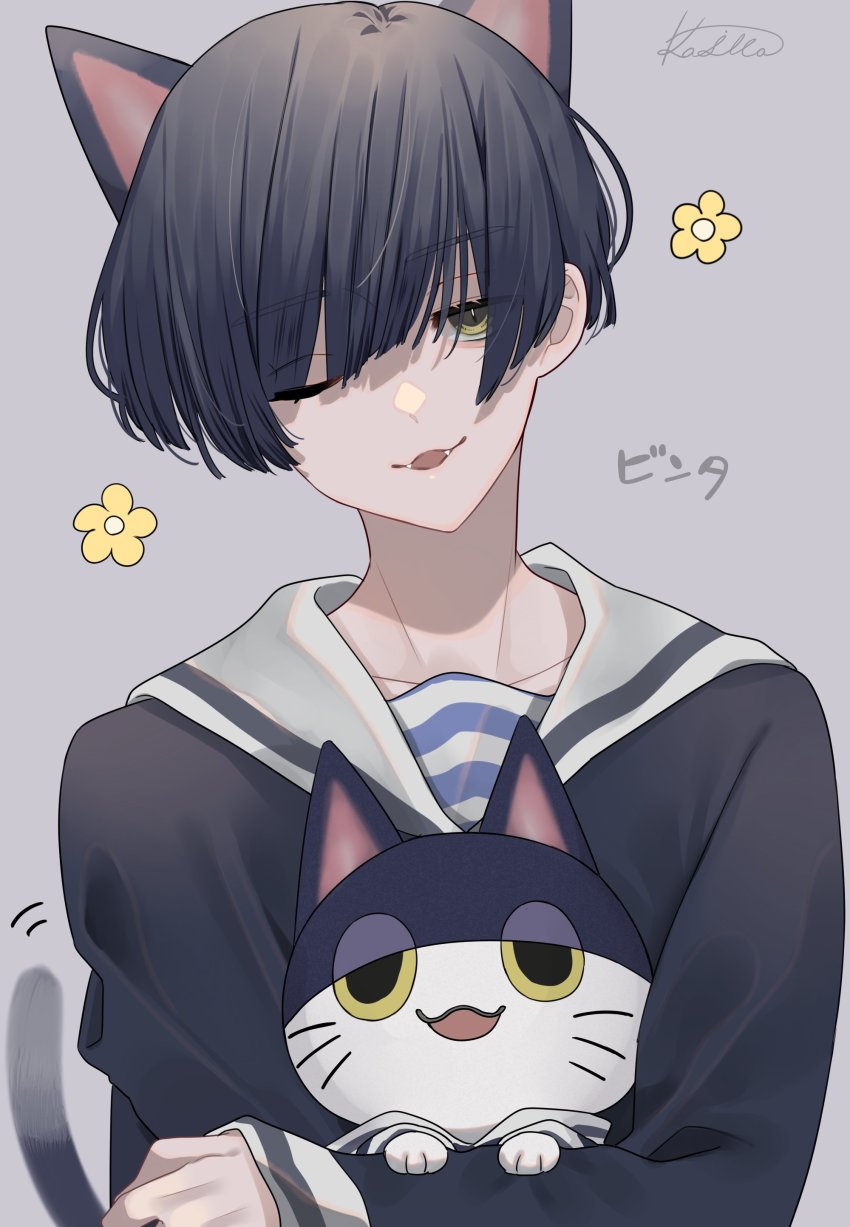 1boy, absurdres, animal_crossing, animal_ears, black_eyes, black_hair, black_shirt, cat