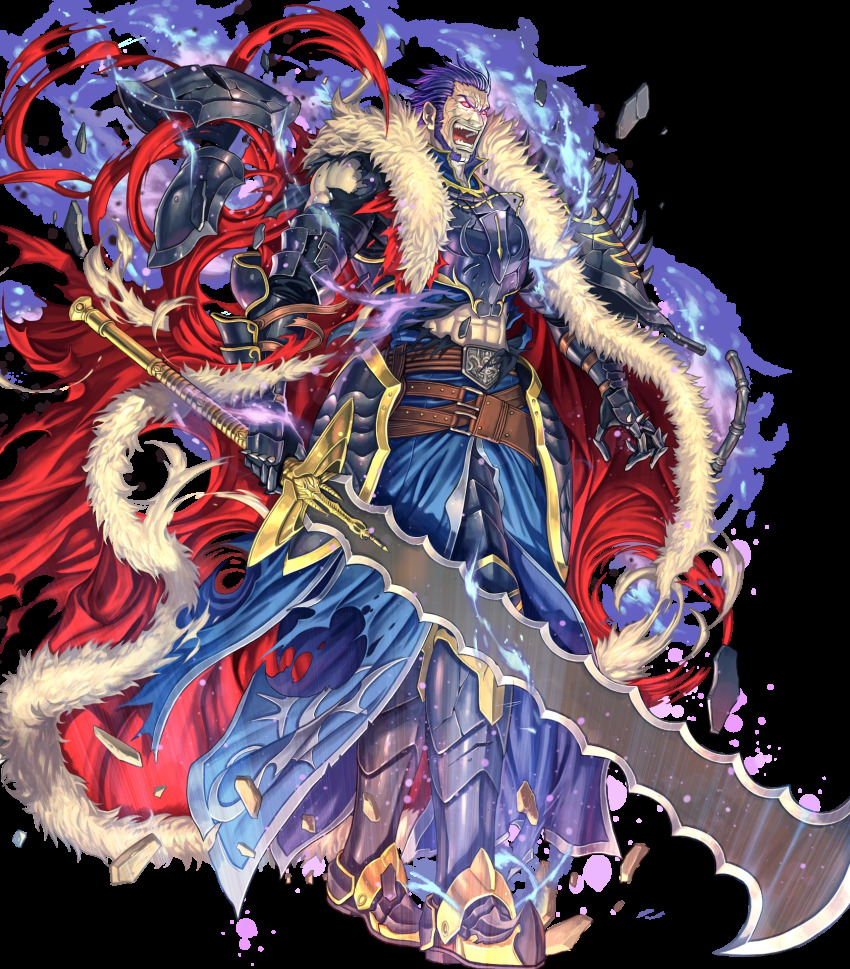 1boy, abs, alternate_costume, armor, armored_boots, ashnard_(fire_emblem), aura, beard