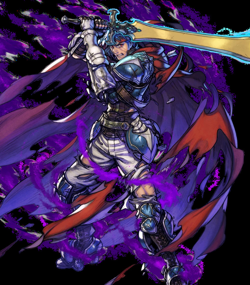 1boy, alternate_costume, armor, armored_boots, arrow_(projectile), aura, belt, blue_hair