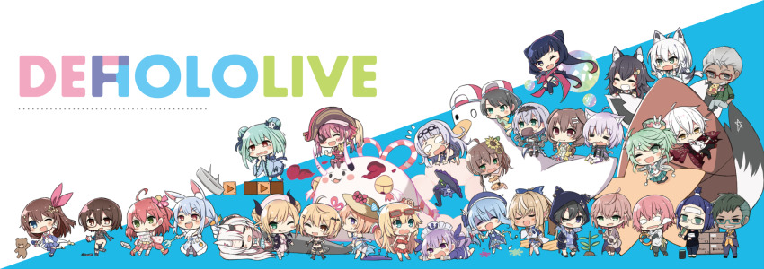 6+boys, 6+girls, a-chan_(hololive), akai_haato, aki_rosenthal, animal_ears, animal_hood, ankimo_(tokino_sora)