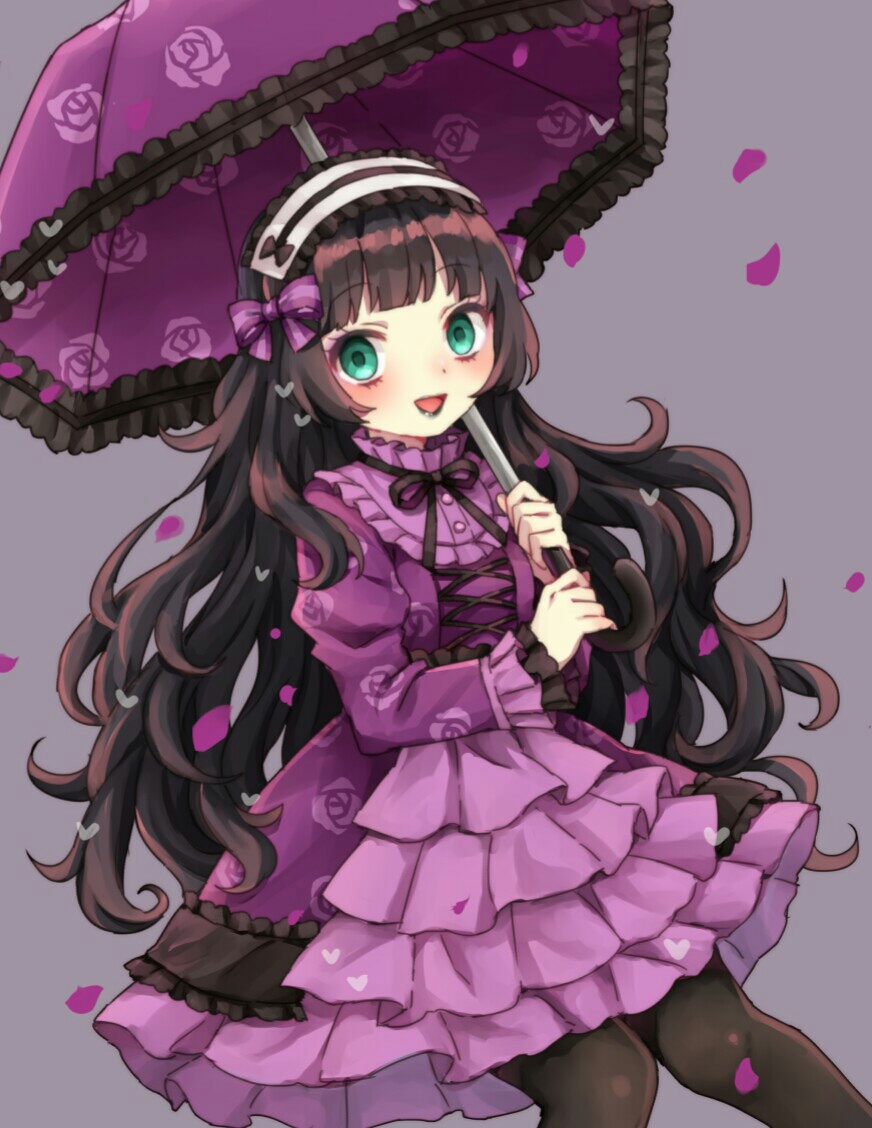 1girl, :d, accurate_lolita_coord, animal_crossing, aqua_eyes, black_hair, black_lips, black_pantyhose