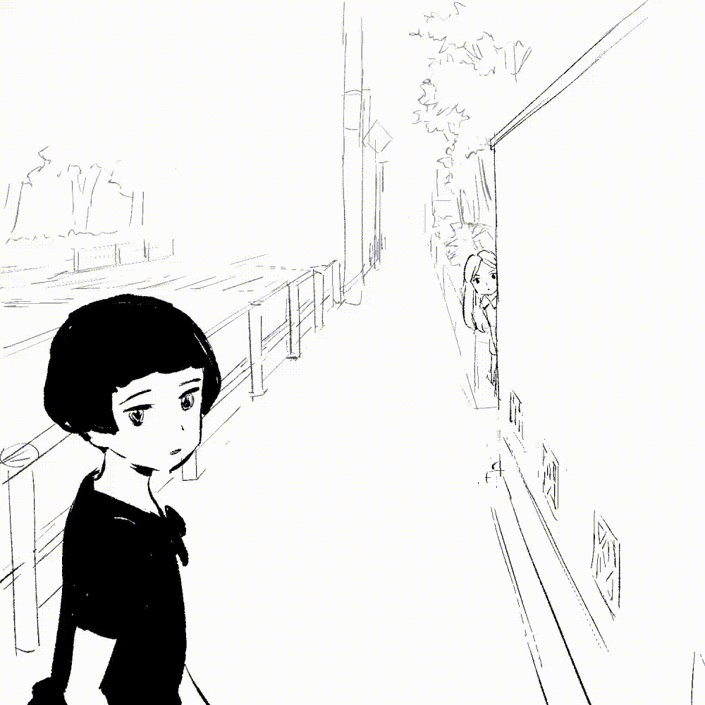 2boys, 3girls, animated, animated_gif, bird, cat, cellphone, chasing, closed_mouth, dress, formal_clothes, fusion, greyscale, hair_ornament, hairclip, hug, laughing, looking_at_another, looking_at_viewer, looking_back, medium_hair, miniskirt, monochrome, multiple_boys, multiple_girls, nazo_no_anime-dan, necktie, open_mouth, original, outdoors, pants, pantyhose, parted_bangs, peeking, phone, railing, road, running, sailor_collar, school_uniform, serafuku, short_hair, skirt, smartphone, smile, socks, spinning, street, suit, sunglasses, tongue, tongue_out, walking, wall