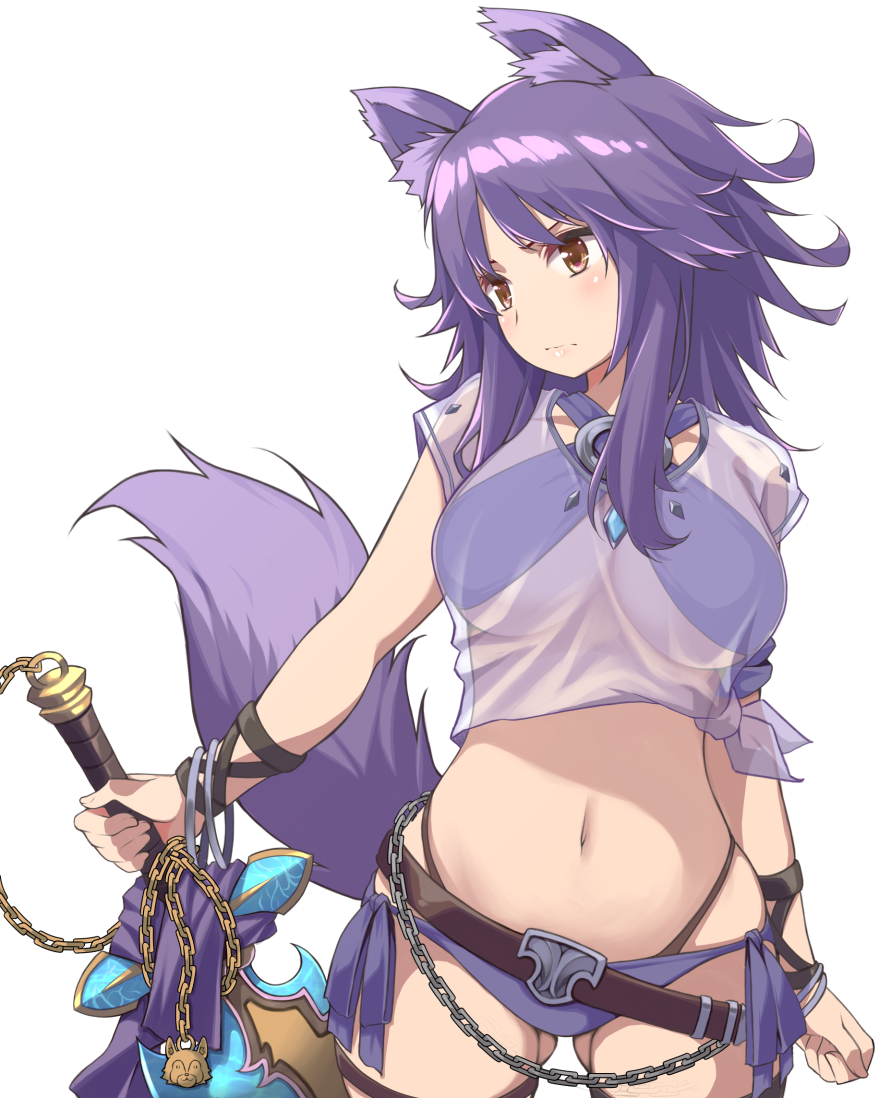 1girl, animal_ear_fluff, animal_ears, belt, bikini, blush, bracelet, breasts