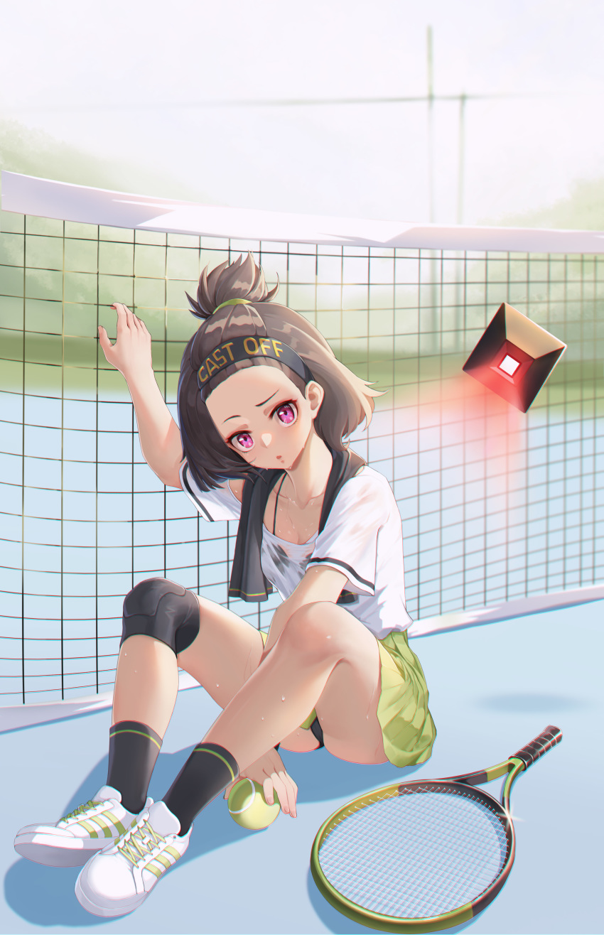 1girl, a_san_san, absurdres, adidas, azur_lane, ball, black_bra, black_hair
