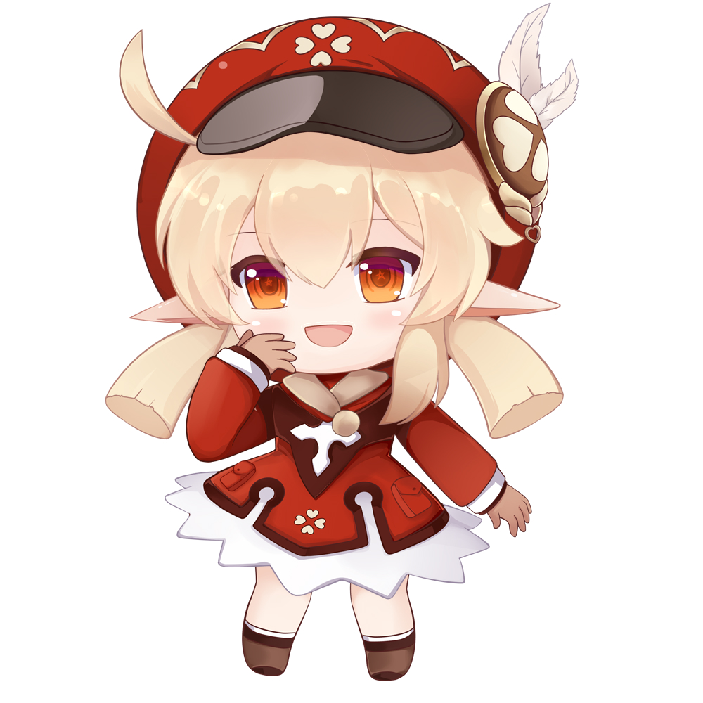 1girl, :d, ahoge, brown_eyes, brown_gloves, brown_shoes, newsboy_cap, chibi