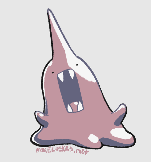 animon_(evolved_ditto), beta_pokemon, commentary, creature, english_commentary, fangs, food, full_body