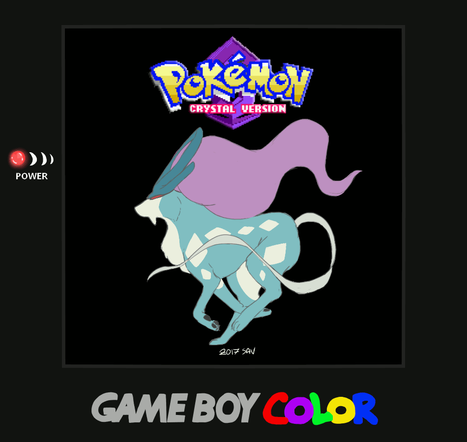 2017, animated, animated_gif, commentary, creature, english_commentary, english_text, from_side, full_body, gen_2_pokemon, legendary_pokemon, logo, nintendo, no_humans, pokemon, pokemon_(creature), pokemon_gold/silver/crystal, profile, running, savvart, solo, suicune