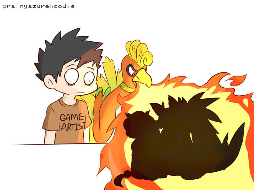 1boy, 9koma, bird, black_hair, brown_shirt, comic, commentary, en_(entei)