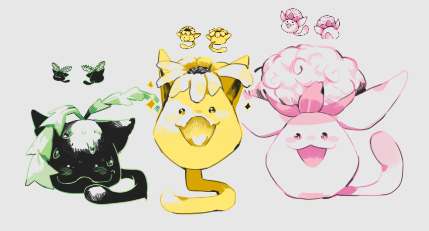 :d, beta_pokemon, closed_eyes, commentary, creature, english_commentary, evolutionary_line, facing_viewer