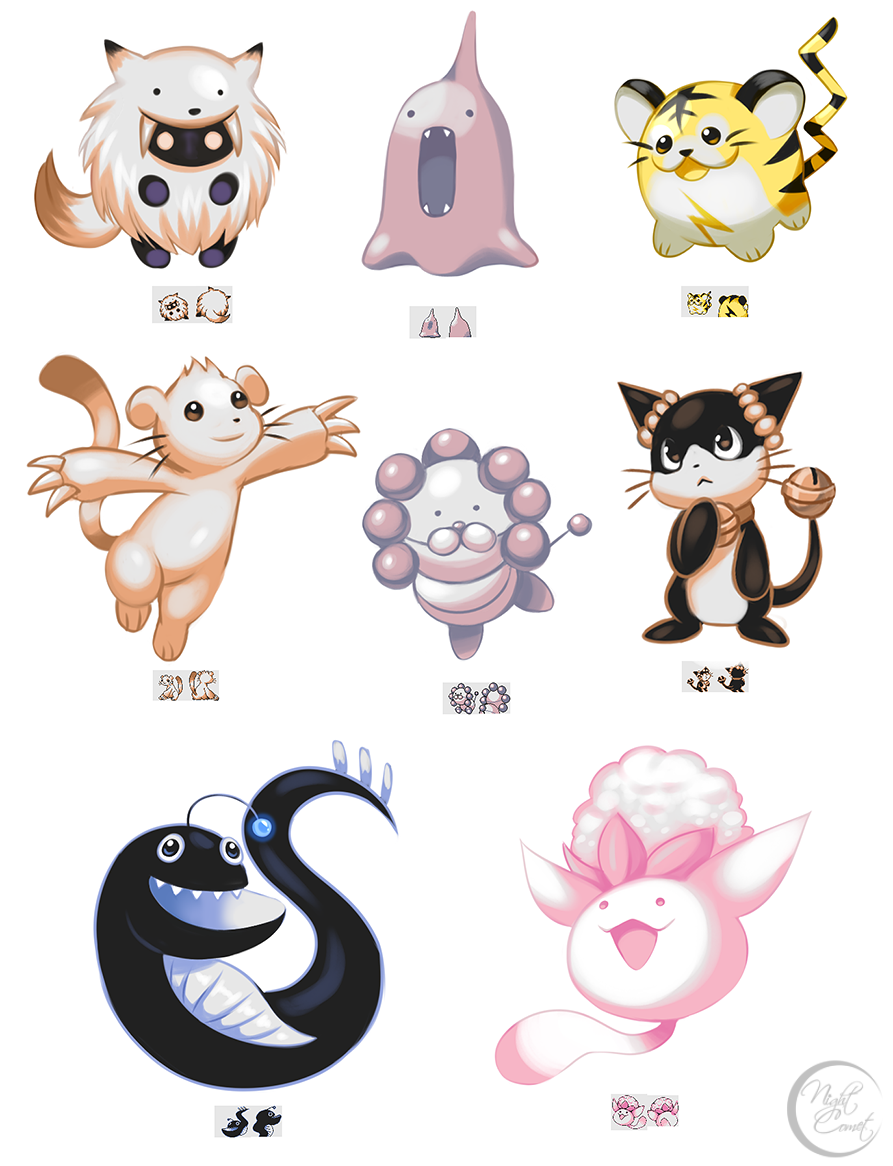 ._., :d, animon_(evolved_ditto), beta_pokemon, black_eyes, claws, commentary, creature