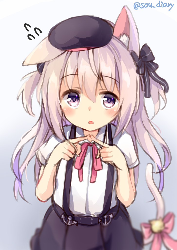 1girl, animal_ear_fluff, animal_ears, azur_lane, bell, black_hat, black_skirt, cat_ears