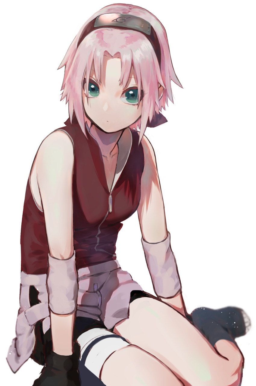 1girl, absurdres, black_boots, black_gloves, black_shorts, blouse, blurry, blurry_background