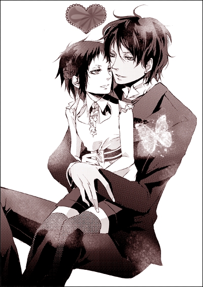 00s, 1boy, 1girl, bad_id, bad_pixiv_id, border, bug, butterfly