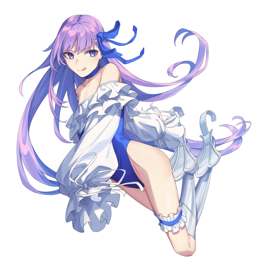 1girl, absurdres, bare_shoulders, blue_eyes, blue_ribbon, choker, fate/grand_order, fate_(series)