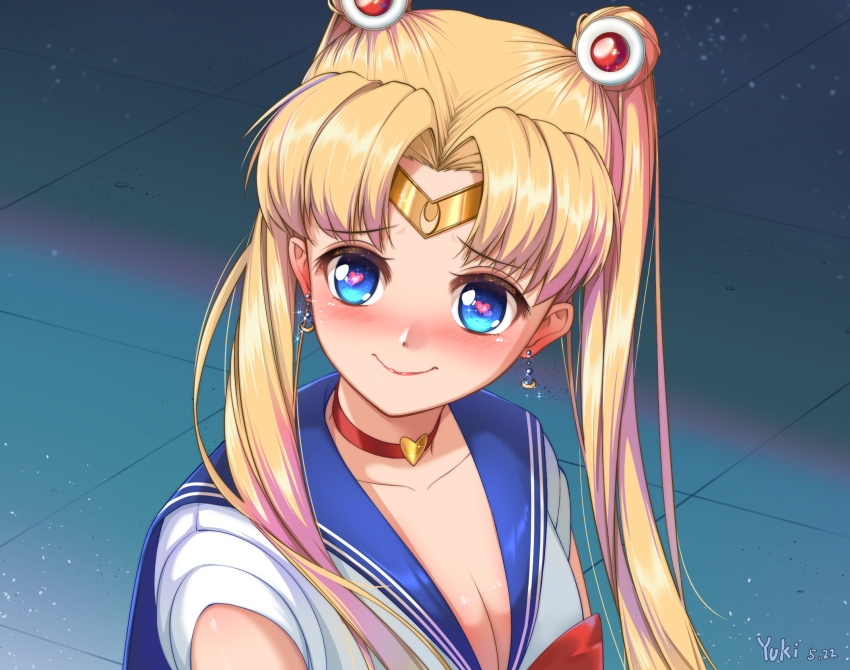 1girl, artist_name, bishoujo_senshi_sailor_moon, bishoujo_senshi_sailor_moon_s, blonde_hair, blue_eyes, blue_sailor_collar, blush