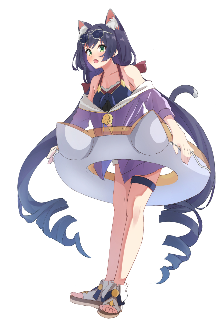 1girl, animal_ear_fluff, animal_ears, backy1005, bare_shoulders, bikini, bikini_top_only, black_hair