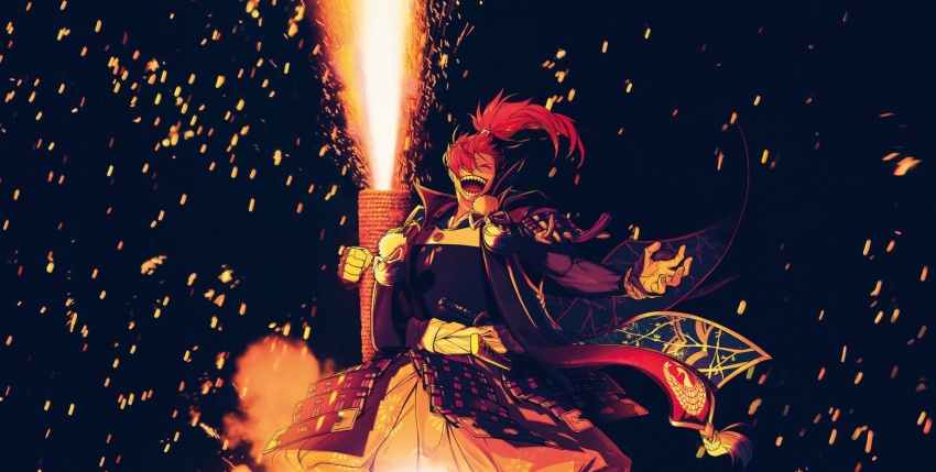 1boy, armor, closed_eyes, dd_(vktr4837), embers, fate/grand_order, fate_(series), fire