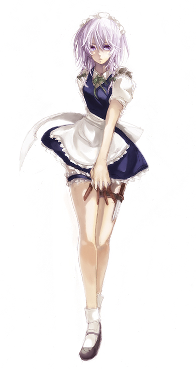 1girl, apron, bad_id, bad_pixiv_id, blue_eyes, braid, frilled_thigh_strap, female_focus