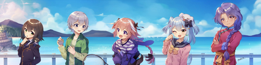 5boys, abondz, absurdres, astolfo_(fate), baka_to_test_to_shoukanjuu, ball, blue_hair, braid