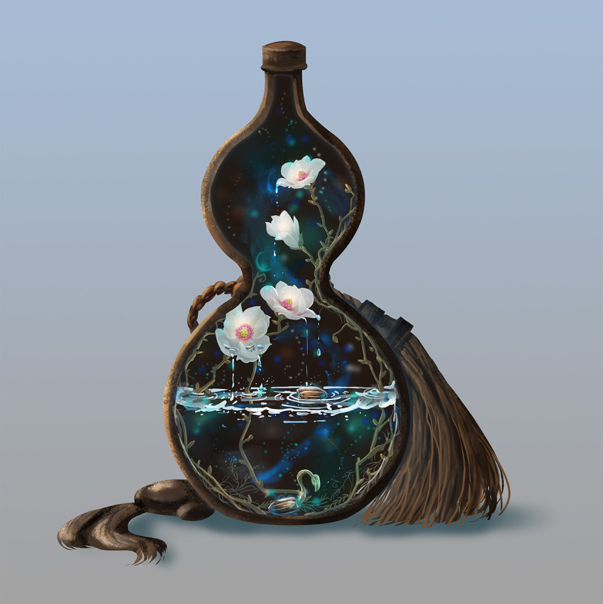 cross-section, dysah, flower, gourd, grey_background, highres, invisible_floor, nature