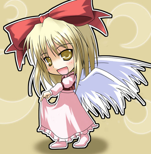 1girl, :d, blonde_hair, bow, demon, female_focus, gengetsu_(touhou), gengetu