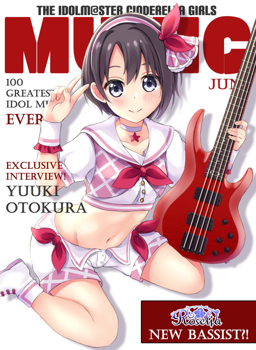 1girl, bang_dream!, bang_dream!_girls_band_party!, bass_guitar, black_hair, blackheartxiii, blush, breasts