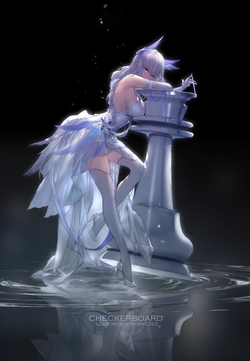 1girl, absurdres, armpits, azur_lane, bare_shoulders, black_background, blue_eyes, blush