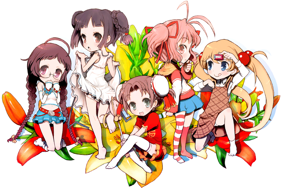 10s, 5girls, baby_princess, braid, clothes_lift, double_bun, fubuki_(baby_princess), hatomugi_munmun, kosame_(baby_princess), multiple_girls, okome_(ricecandy), ricecandy, rikka_(baby_princess), seika_(baby_princess), siblings, sisters, skirt, skirt_lift, twin_braids, twintails, yuuna_(baby_princess)