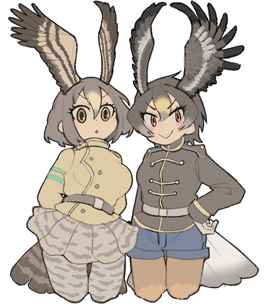 2girls, absurdres, bad_id, bad_twitter_id, belt, blush, cropped_legs, gloves